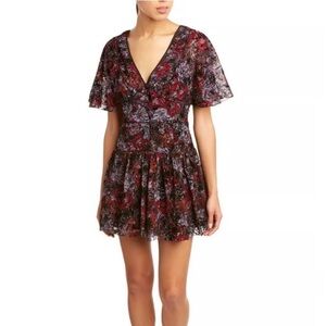 NWT Free People Perfect Dream Black Berry Combo F827Y400 Sheer Velvet Dress sz 6